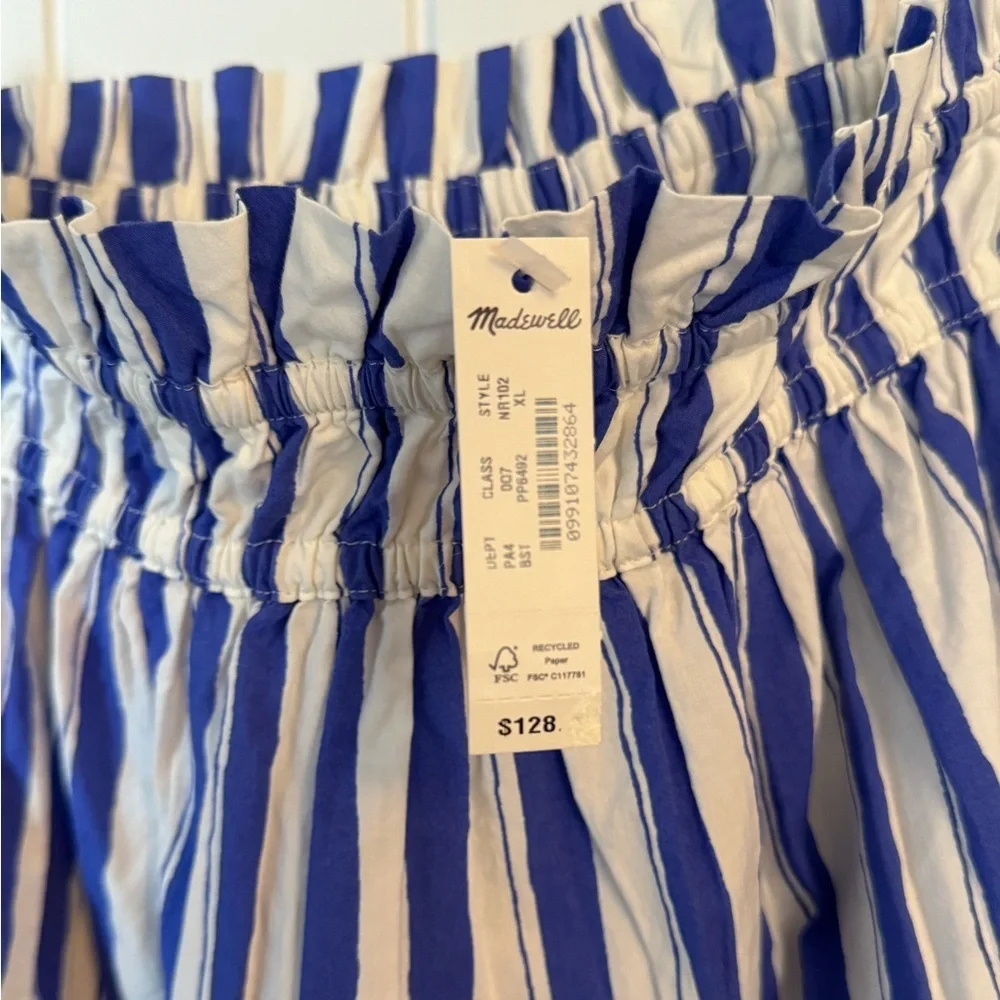 Madewell Blue & White Vertical-Stripe Spaghetti Strap Maxi Dress - Picture 8 of 11